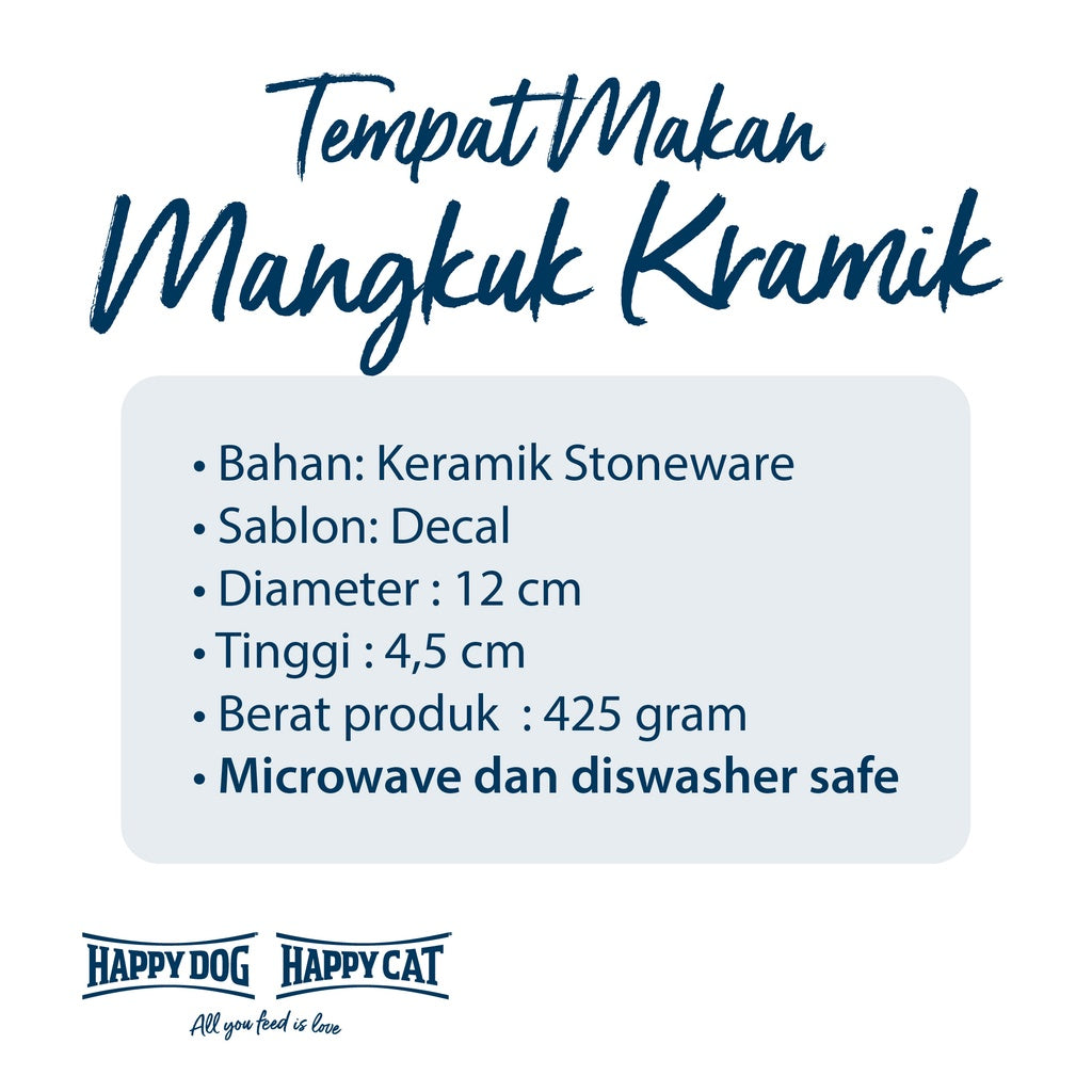 Tempat Makan Kucing/Anjing Mangkuk Keramik Happy Cat Happy Dog