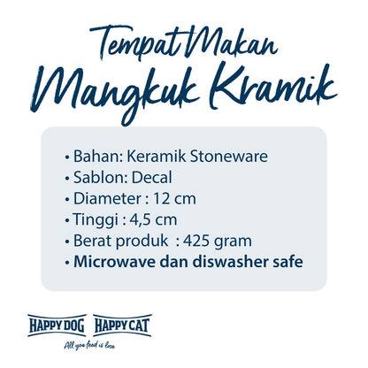 Tempat Makan Kucing/Anjing Mangkuk Keramik Happy Cat Happy Dog