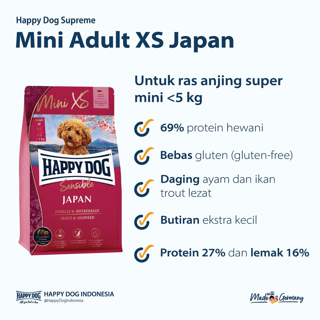 Happy Dog Makanan Anjing Mini Dewasa XS Japan 1.3kg