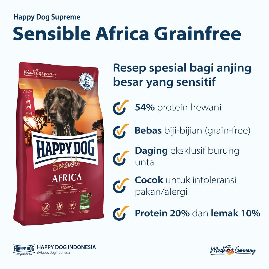 Happy Dog Makanan Anjing Dewasa Sensible Africa 11 kg | Grainfree