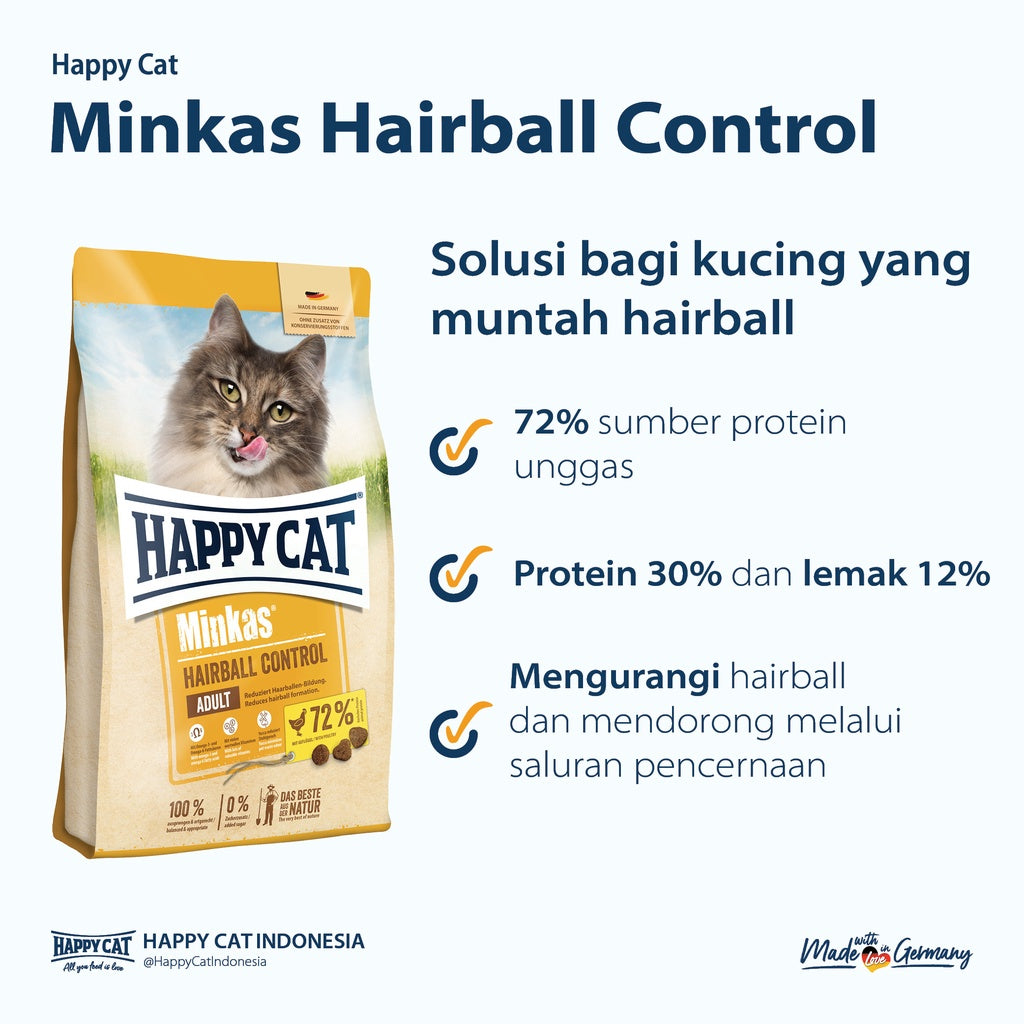 Happy Cat Makanan Kucing Dewasa Minkas Hairball Control 10 kg