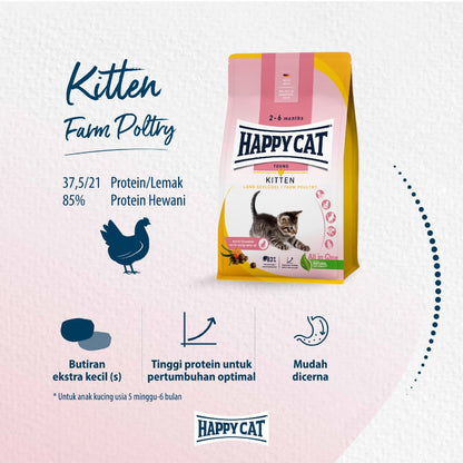 Happy Cat Young Makanan Kucing Kitten Farm Poultry 4kg