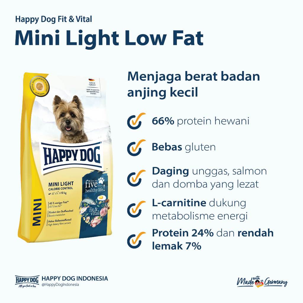 Happy Dog Makanan Anjing Mini Sterilised | Light Low Fat 800gr