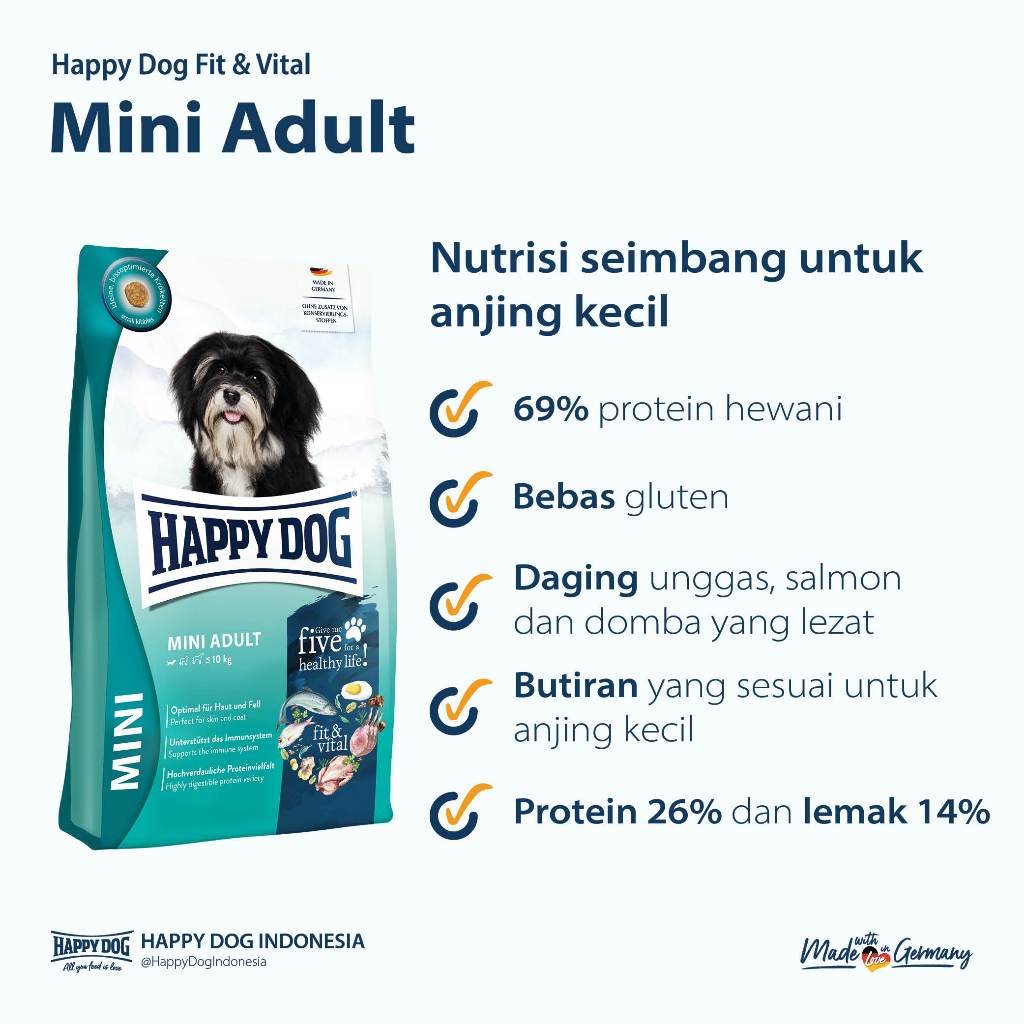Happy Dog Makanan Anjing Mini Dewasa Adult Fit &amp; Vital 800gr