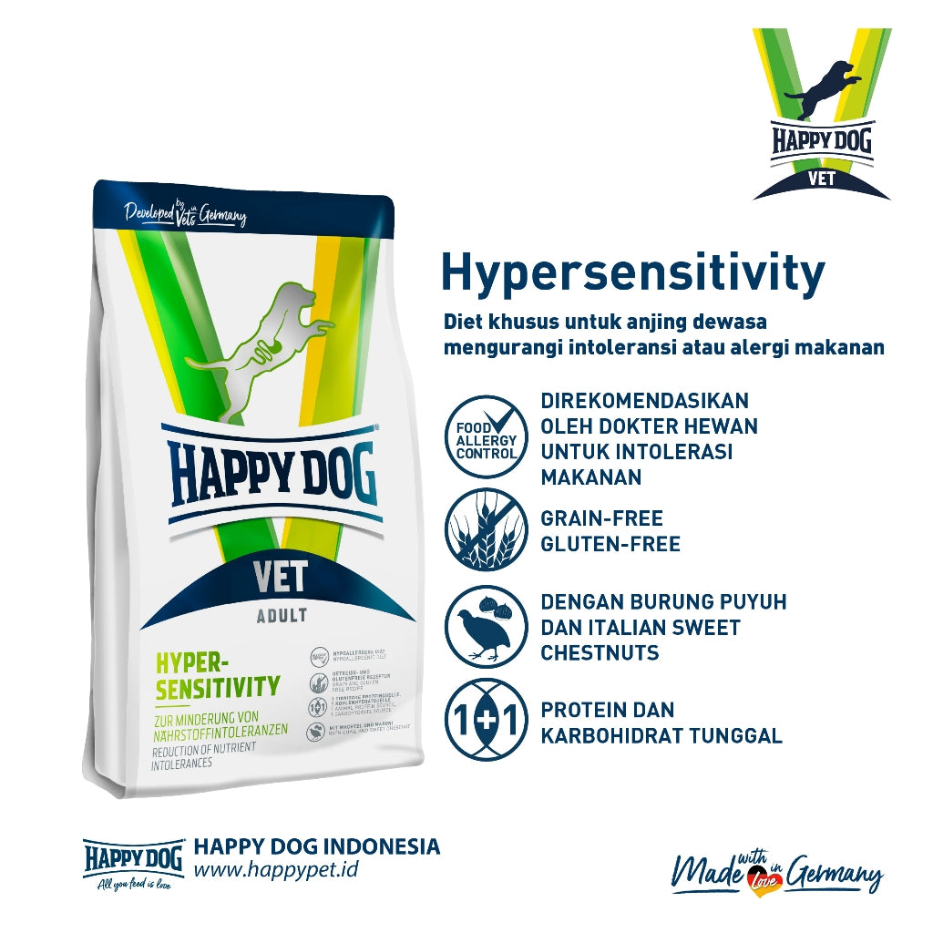 Happy Dog Vet Diet Hypersensitivity Makanan Kering Anjing Khusus Alergi 12 Kg