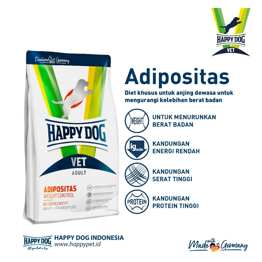 Happy Dog Vet Diet Adipositas Makanan Kering Anjing Khusus Obesitas 12 Kg