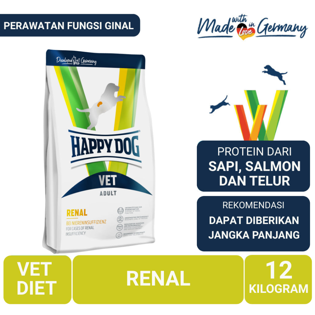 Happy Dog Vet Diet Renal Makanan Kering Anjing Perawatan Fungsi Ginjal 12 Kg