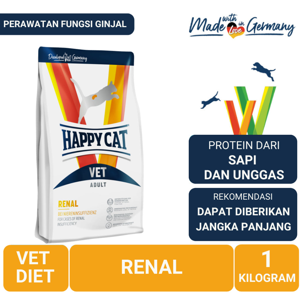 Happy Cat Vet Diet Renal Makanan Kering Kucing Khusus Perawatan Ginjal 1 Kg