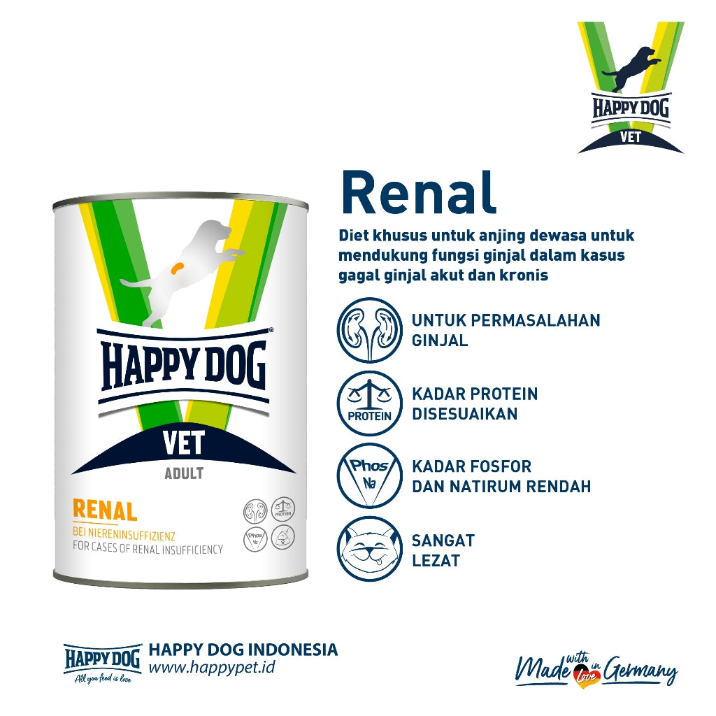 Happy Dog Vet Diet Wet Renal Makanan Basah Anjing Khusus Perawatan ginjal 400gr