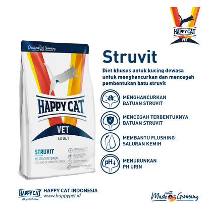 Happy Cat Vet Diet Struvit Makanan Kering Kucing Khusus Pengobatan Saluran Kemih 4 Kg