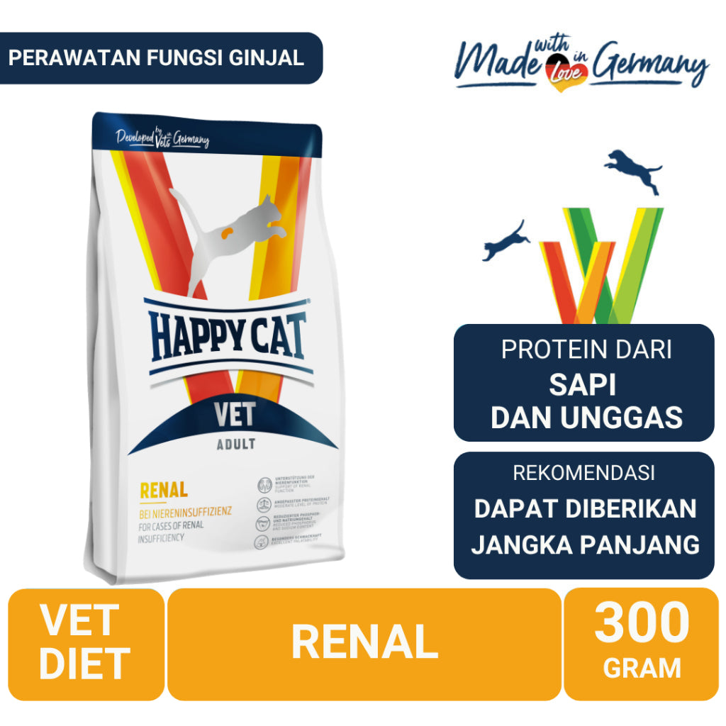 Happy Cat Vet Diet Renal Makanan Kering Kucing Khusus Perawatan Ginjal 300 gr