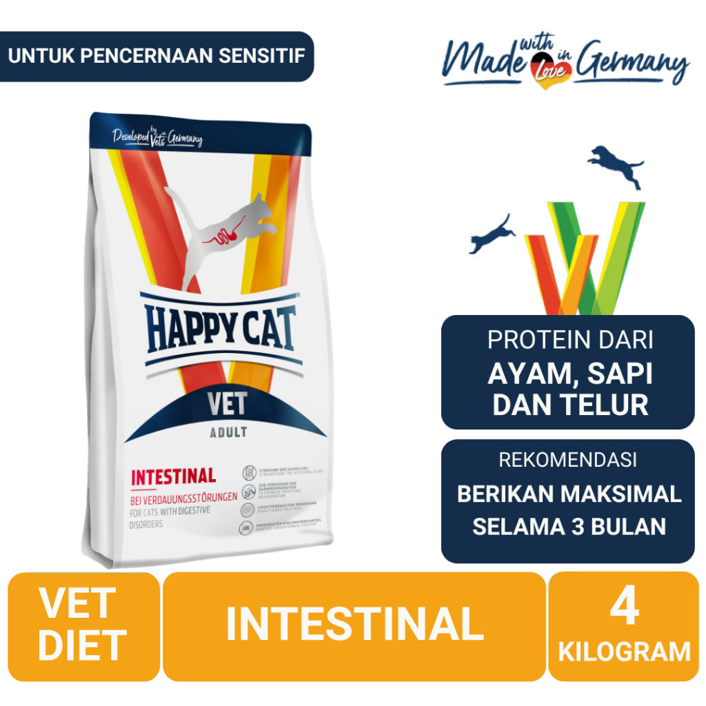 Happy Cat Vet Diet Intestinal Makanan Kering Kucing Khusus Pencernaan 4 Kg