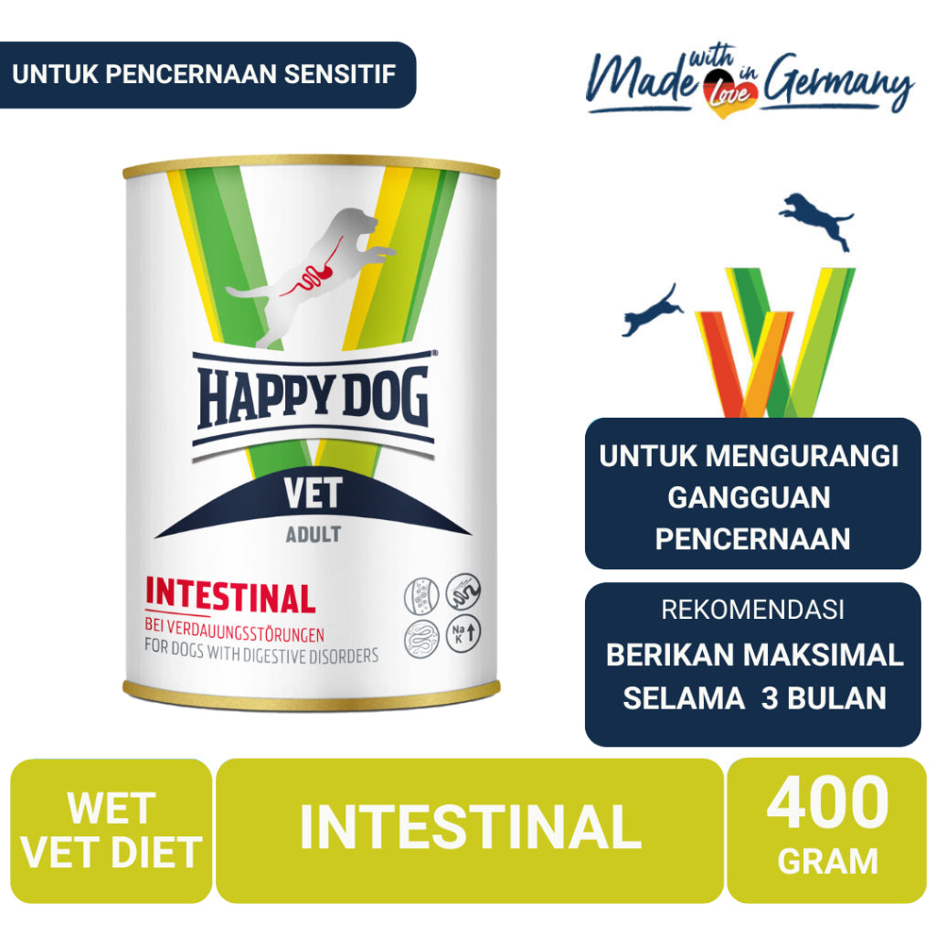 Happy Dog Vet Diet Wet Intestinal Makanan Basah Anjing Untuk Pencernaan Sensitif 400gr