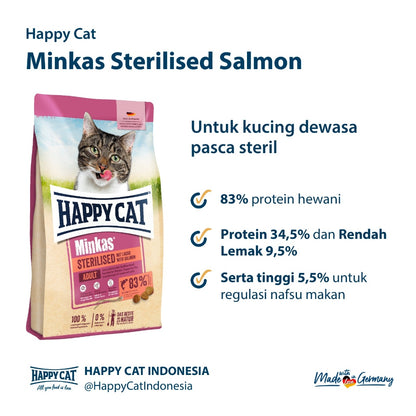 Happy Cat Makanan Kucing Dewasa Minkas Sterilised Salmon 500gr