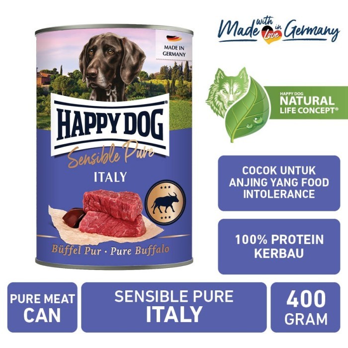 Happy Dog Makanan Anjing Basah Sensible Pure Italy Buffalo 400gr